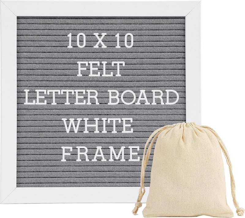 G GAMIT Letter Board Sign White Frame 10x10 - Felt Letter Board Baby Announcement Board with Typewriter Letters, White Letter Board Sign Board&Message Board with Stand and Canvas Bag. - Image 1